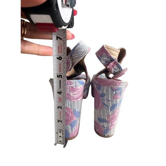 ASHLEY STEWART Rose Print Platform Slingback Heels Size 11W - Picture 8 of 12